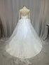 Customized Lace Wedding Dress with Sheer Long Sleeves A-Line Gown