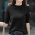 Half Turtleneck Ice Silk T-shirt Women's Sweater Mid-sleeved Temperament Versatile Top Fashionable Inner Wear Summer New Style