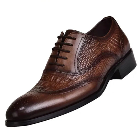 Men Casual Crocodile Leather Oxford Shoes for Office and Career