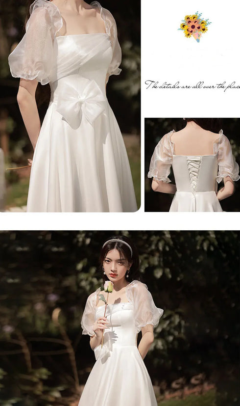 Bridesmaid Dress Floor Length Jersey Gown With Ruched Bow Sweetheart Neckline For Wedding Party Dress