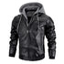 Men's Slim Fit Hooded PU Leather Motorcycle Jacket for Autumn and Winter - Windproof Detachable Hat Casual Biker Outerwear with Zipper Closure