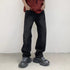 Black Men's Designer Jeans Straight Leg Baggy Denim Trousers