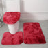 3 Piece Solid Color Bathroom Carpet Set Non-Slip Toilet Lid Cover Rugs Kit
