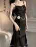French Vintage Fairy Mermaid Dress Women Lace Midi Dress