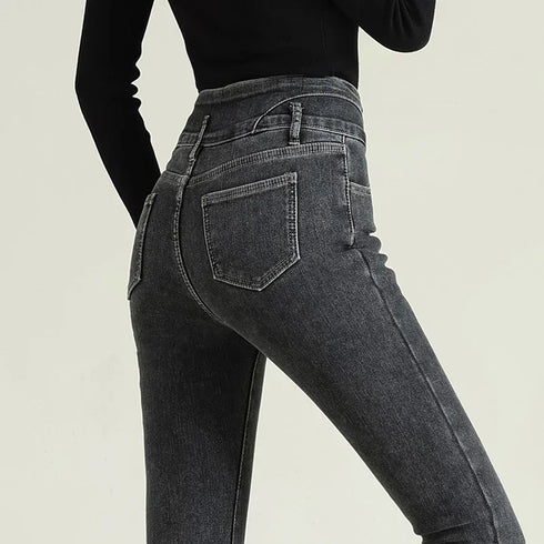 Women's High Waist Stretch Jeans - Fashionable Slim Denim Pants