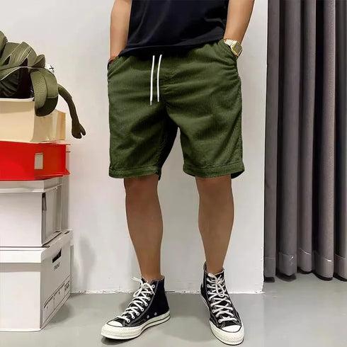 Trendy Retro Corduroy Men's Casual Work Shorts for Summer