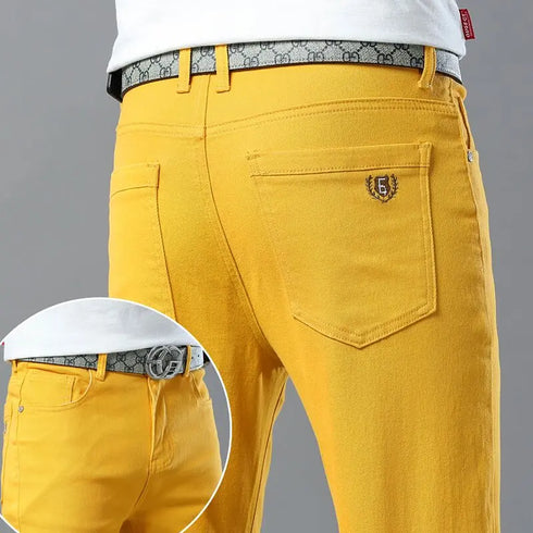 Men's Colorful Denim Stretch Comfortable Jeans for Casual Business Wear