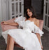 White Mini Wedding Dress For Bride Plus Size A Line Off Shoulder Ruffle Gowns