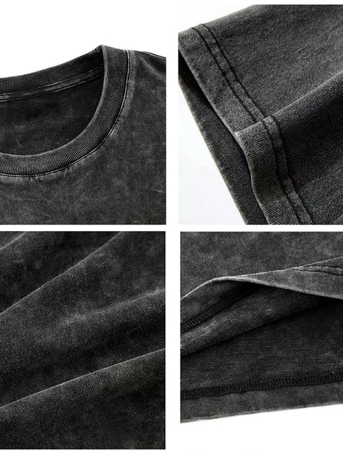 Washed Vintage Street Hip Hop Retro Punk T Shirt Women Casual Cotton Short Sleeve Tee