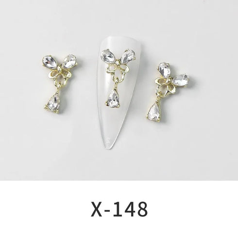 10pcs Devil's Blue Eye Nail Charms with Glitter Rhinestones for Stunning Nail Art Decoration and Manicure Accessories
