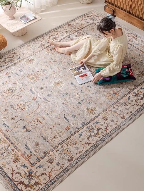 Retro Living Room Carpet Nordic Luxury Fashion Area Rug Fluffy Sofa Mat