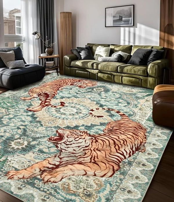 Tiger Animal Design Luxury Washable Carpet for Living Room and Bedroom