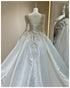 Luxurious Bridal Gown with Sparkling Embellishments Lace Embroidery and Long Train Wedding Dress
