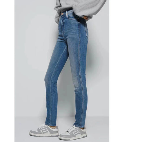High Elastic High Waist Slim Fit Denim Pants for Women