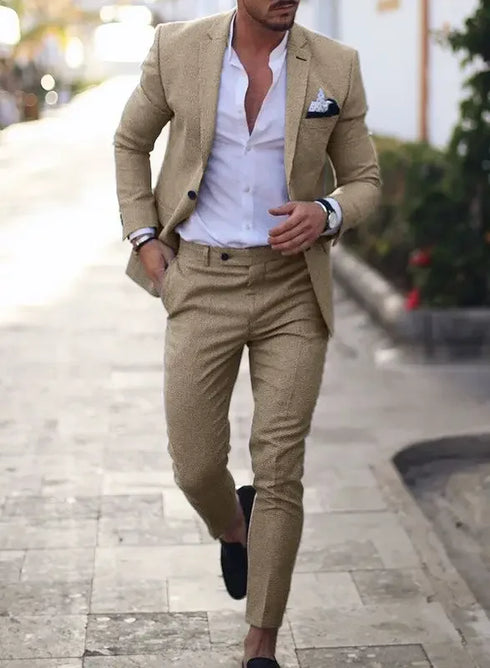 2-Piece Solid Wedding Men's Suit Slim Fit Blazer Tuxedo Set