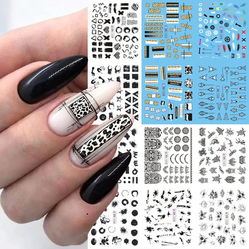 Animal Print Water Nail Decals - Cow and Leopard Designs for Stunning Winter Manicure - 12 Unique Patterns for Creative Nail Art