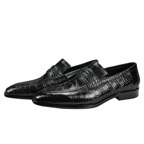 Classic Italian Men's Leather Slip-On Casual Oxford Shoes for Office and Outdoor Use