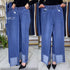 Elastic Waist Jeans For Women High Waist Wide Leg Denim Pants Loose Fit Casual Trousers