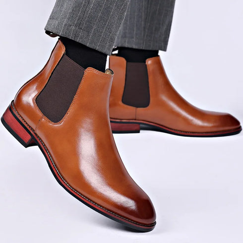 Stylish Men's Chelsea Boots - Classic Leather Ankle Shoes for Casual Wear
