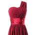 Bridesmaid Dress A Line Chiffon One Shoulder Pleated Back Lace Up Floor Length Wedding Dress