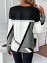 Casual Women's Geometric Print Long Sleeve T-Shirt Loose Fit O-Neck Tee