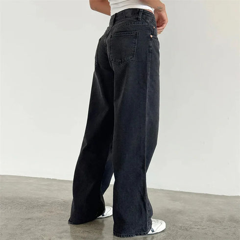 Y2K Inspired Wide Leg Denim Pants for Women - Trendy Low Waist Jeans with Multi Pockets Perfect for Summer Streetwear and Fall Outfits