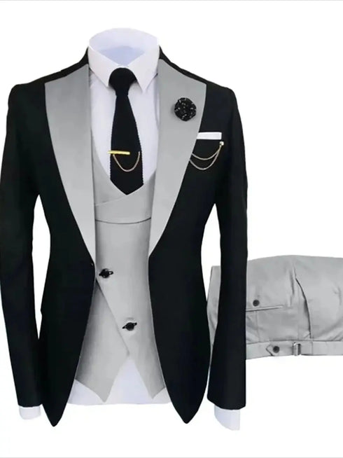 Slim Fit Men's Tuxedo Suit Set for Formal Weddings and Business Events