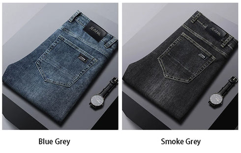 Men's High Waist Fit Straight Jeans Classic Vintage Cotton Trousers