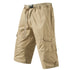 Mens Crop Pants Casual Cargo Shorts with Zipper Pockets