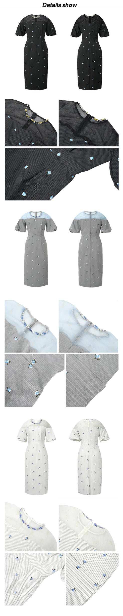 Work Style Striped Floral Formal Occasion Dress Women Clothes