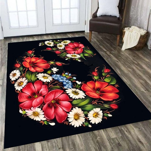 Rose Flower Carpet Area Rug for Living Room and Bedroom Decor