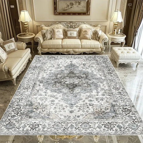 European Retro Area Rug for Living Room Hallway Bedroom Lounge Non-Slip Mat
