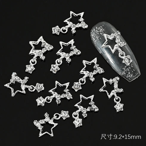 10pcs Devil's Blue Eye Nail Charms with Glitter Rhinestones for Stunning Nail Art Decoration and Manicure Accessories