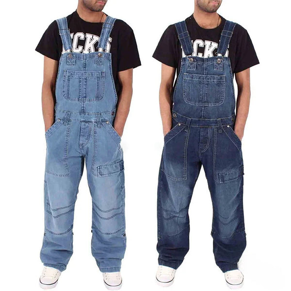 Overalls for Men Denim Suspenders Multi Pocket Baggy Jeans