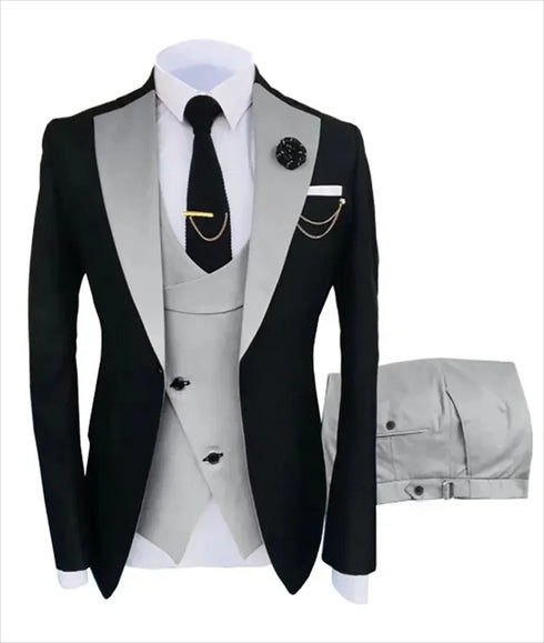 Slim Fit Men's Tuxedo Suit Set for Formal Weddings and Business Events