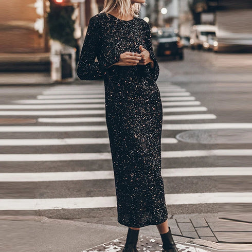 Elegant Sequins Glitter Party Dress For Formal Occasion Women