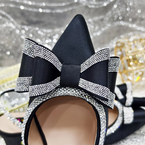 Italian Design Elegant Women's Rhinestone Heels Set