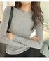 Slim Fit Long Sleeve O Neck T Shirt for Women Casual Streetwear Tops