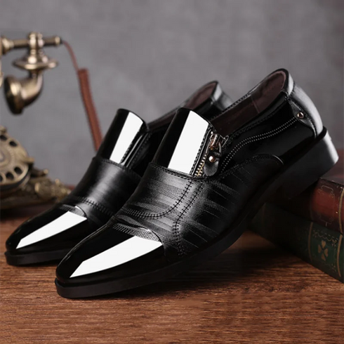 Elegant Slip-On Formal Dress Shoes for Men - Plus Size Pointed Toe Wedding and Business Casual Footwear