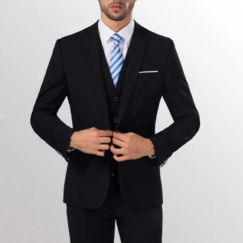 Men's Slim Fit One Button Formal Suit - Stylish Two-Piece Business Attire for Weddings, Groom Look, and Elegant Events - Tailored Blazers and Trousers Set