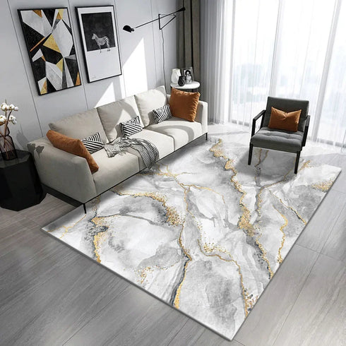 Modern Abstract Marble Area Rug for Living Room and Bedroom Decor