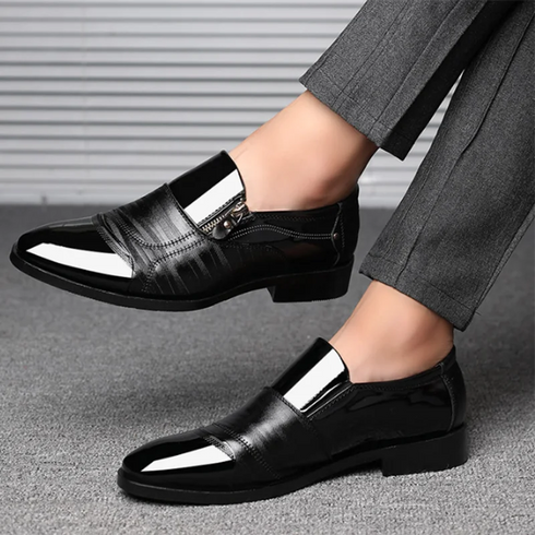 Elegant Slip-On Formal Dress Shoes for Men - Plus Size Pointed Toe Wedding and Business Casual Footwear
