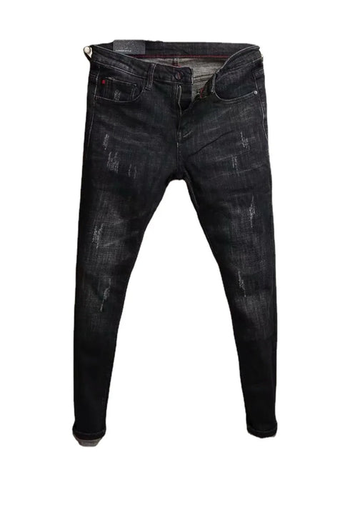 Men's Slim Fit Elastic Ripped Denim Leggings for Casual Style
