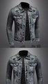 Men's Casual Vintage Denim Biker Jacket for Riding, Stylish High Street Outerwear with Buttoned Lapel and Comfortable Fit for Everyday Wear
