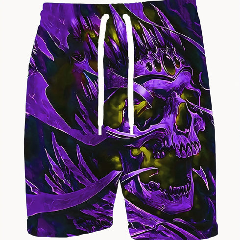 Men's Skull 3D Pattern Comfy Shorts for Summer Beach Sports