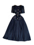 Runway Spring Pleated Chiffon Lace Party Long Dress Midi Dresses
