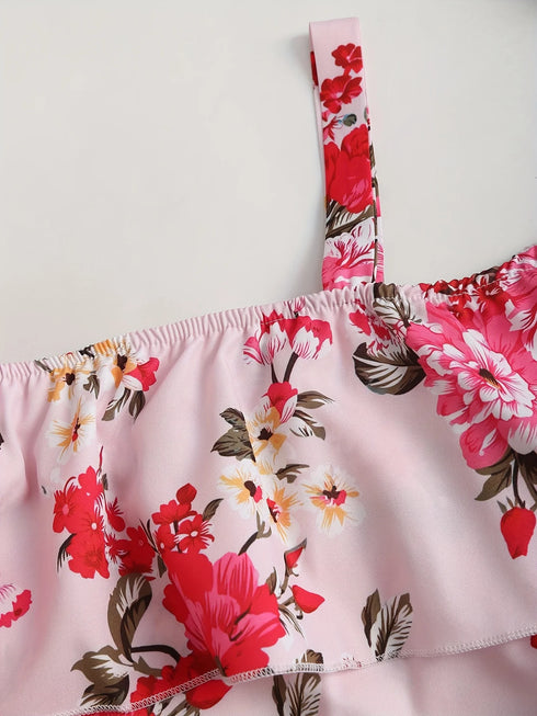 Floral Print Off-Shoulder Ruffle Dress for Women in Spring and Summer Fashion