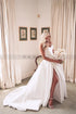 Chic Satin Wedding Dresses High Split Pleats Customized Gowns