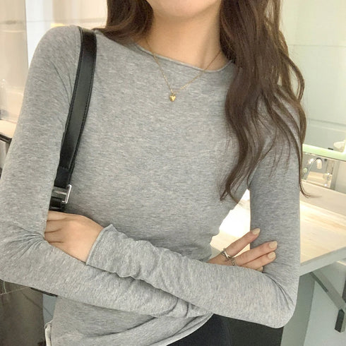 Slim Fit Long Sleeve O Neck T Shirt for Women Casual Streetwear Tops