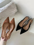 Elegant Pointed Toe Slingback Sandals Low Heel Mules